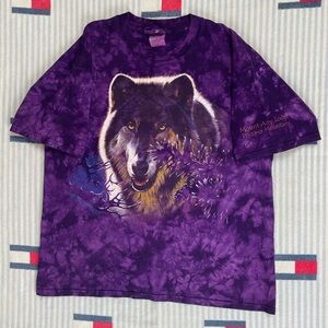 Vintage Wolf Nature Tie Dye short sleeve tee shirt